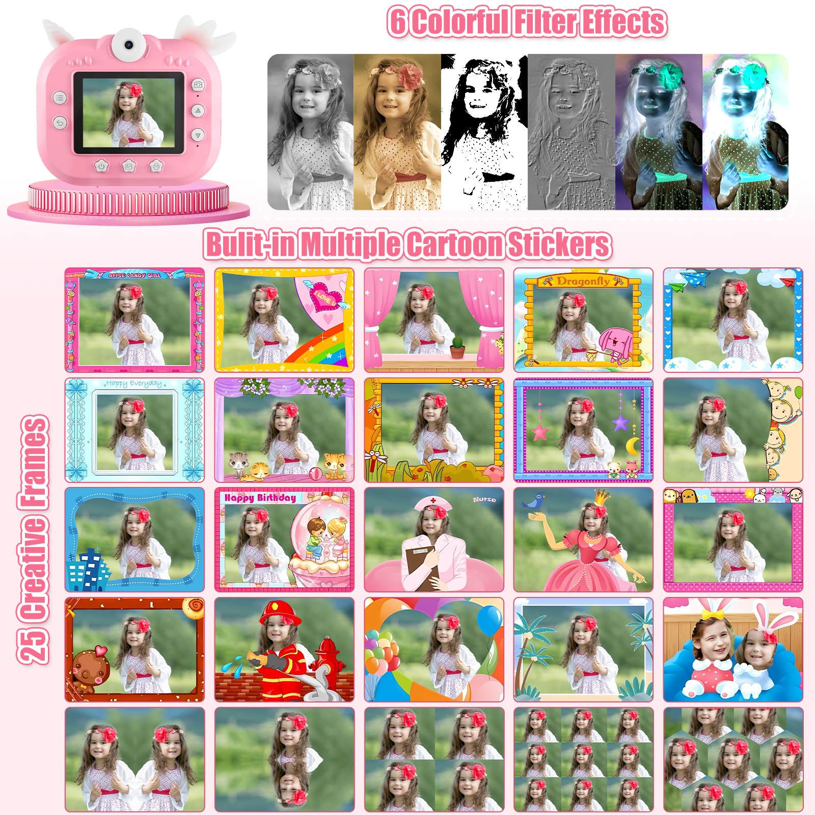 20MP Kids Digital Camera - Instant Print Selfie Video Toy Camera for Girls & Boys Ages 6-12 | Perfect Birthday Gift for Children's Parties, Travel & Outdoor Adventures