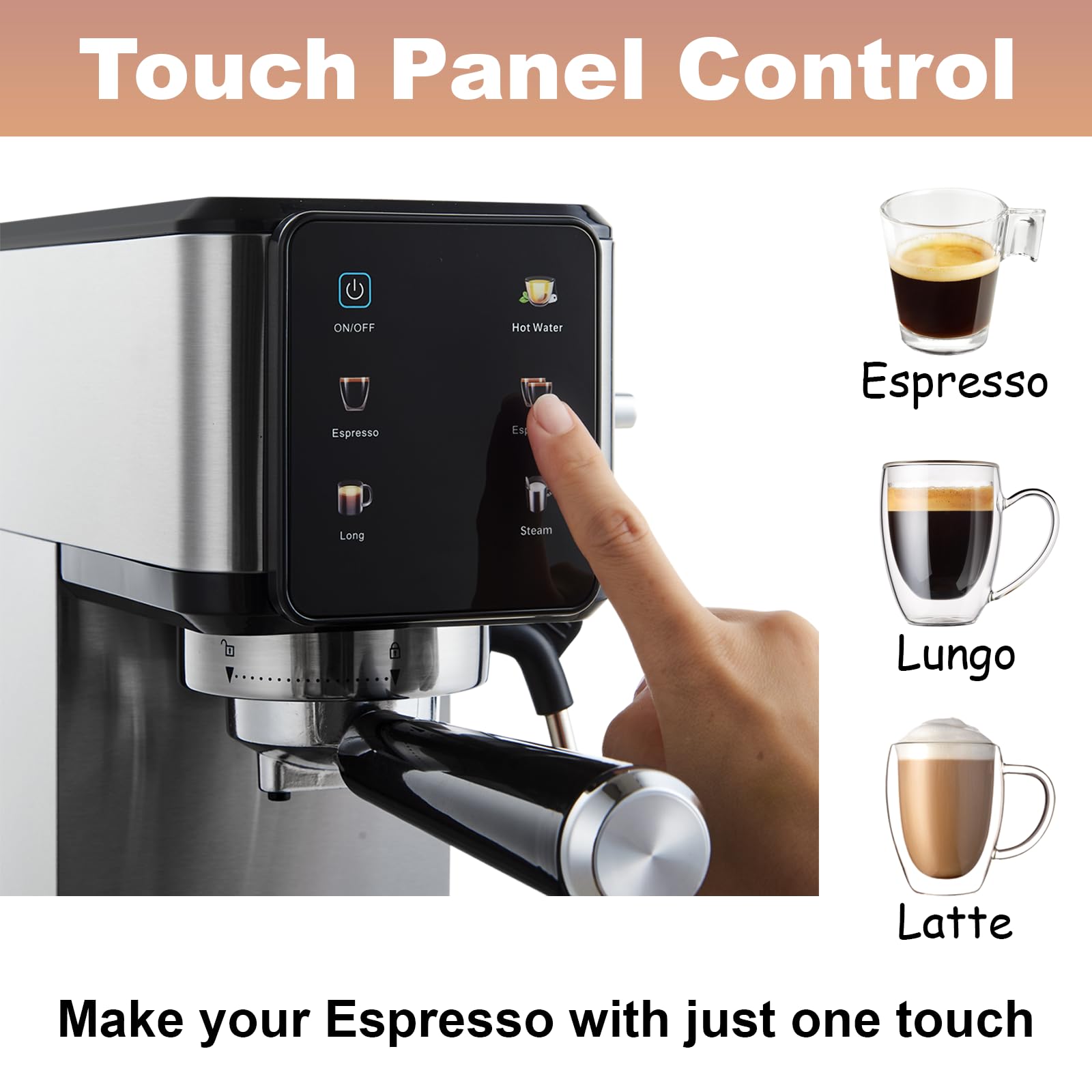 20Bar Dual Boiler Espresso Machine with LCD Touch Control & Milk Frother - Compact Home Coffee Maker for Café Style Cappuccino & Latte | Perfect for Home Baristas & Coffee Lovers