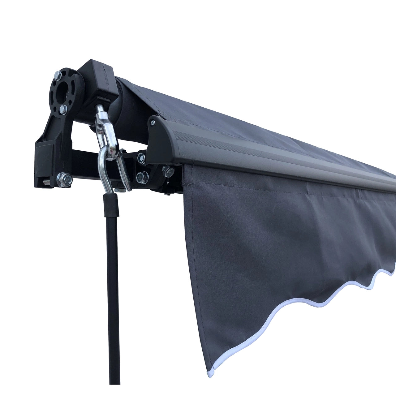Aleko 13x10 Feet Motorized Retractable Patio Awning - Black Frame with Gray Fabric for Outdoor Shade & Sun Protection - Perfect for Backyard, Deck, and Poolside Relaxation