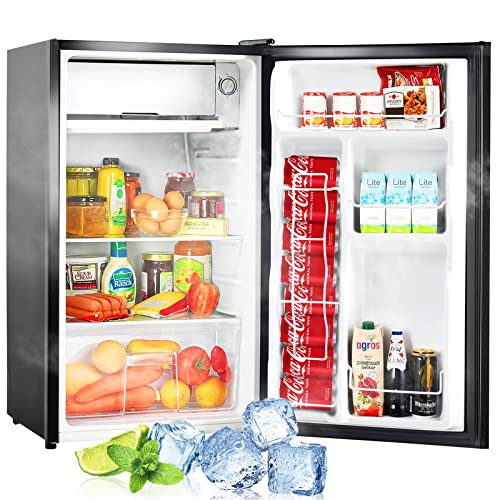 Compact Freezer Refrigerator with Reversible Door - 3.2 Cu.Ft Mini Fridge with 5 Temperature Settings for Kitchen, Bedroom, Dorm, Apartment, Bar, Office & RV - Perfect for Food Storage, Beverage Cooling and Small Space Living