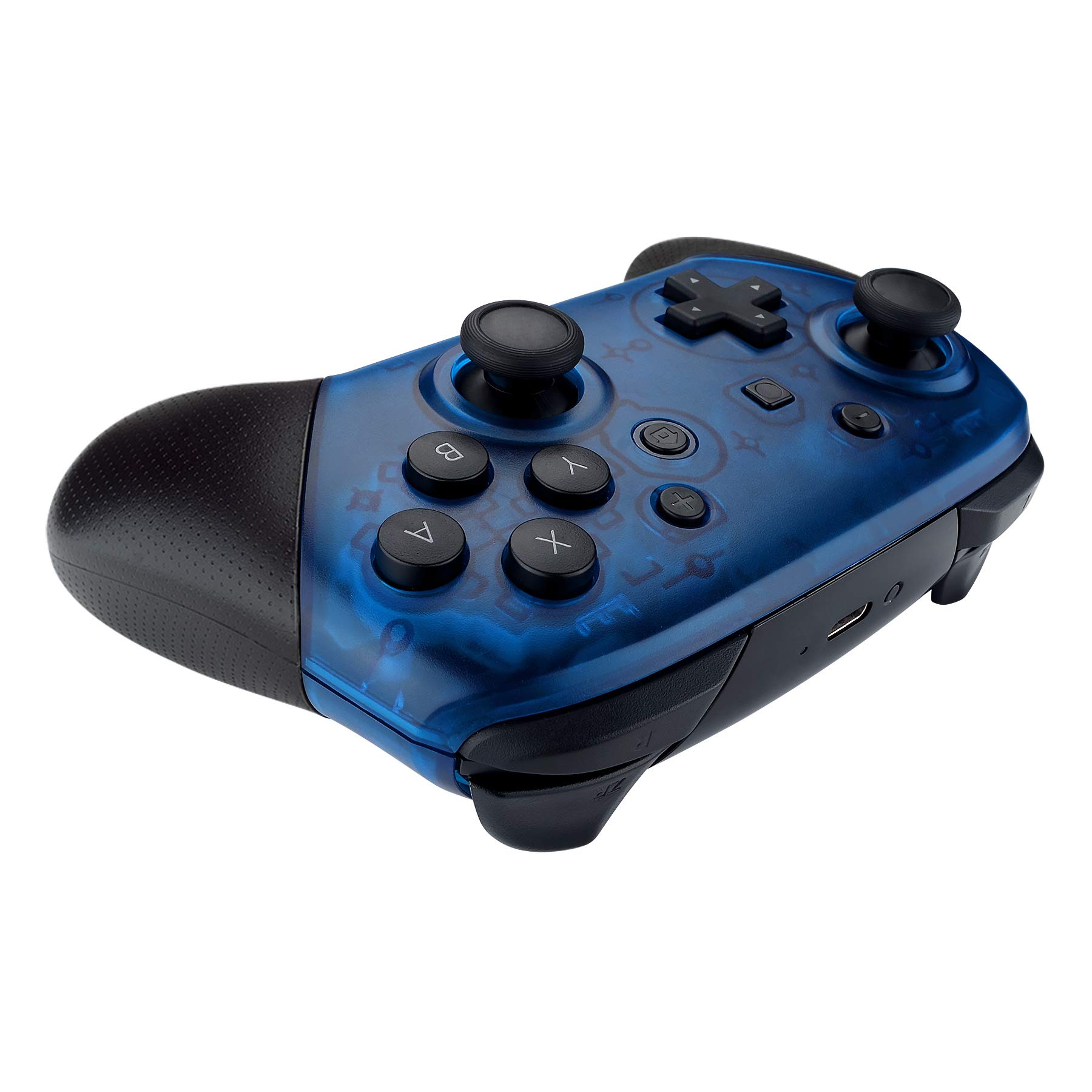 eXtremeRate Transparent Blue Faceplate & Backplate Replacement Shell for Nintendo Switch Pro Controller - DIY Customization Kit (Controller Not Included) - Perfect for Gaming Enthusiasts & Modders