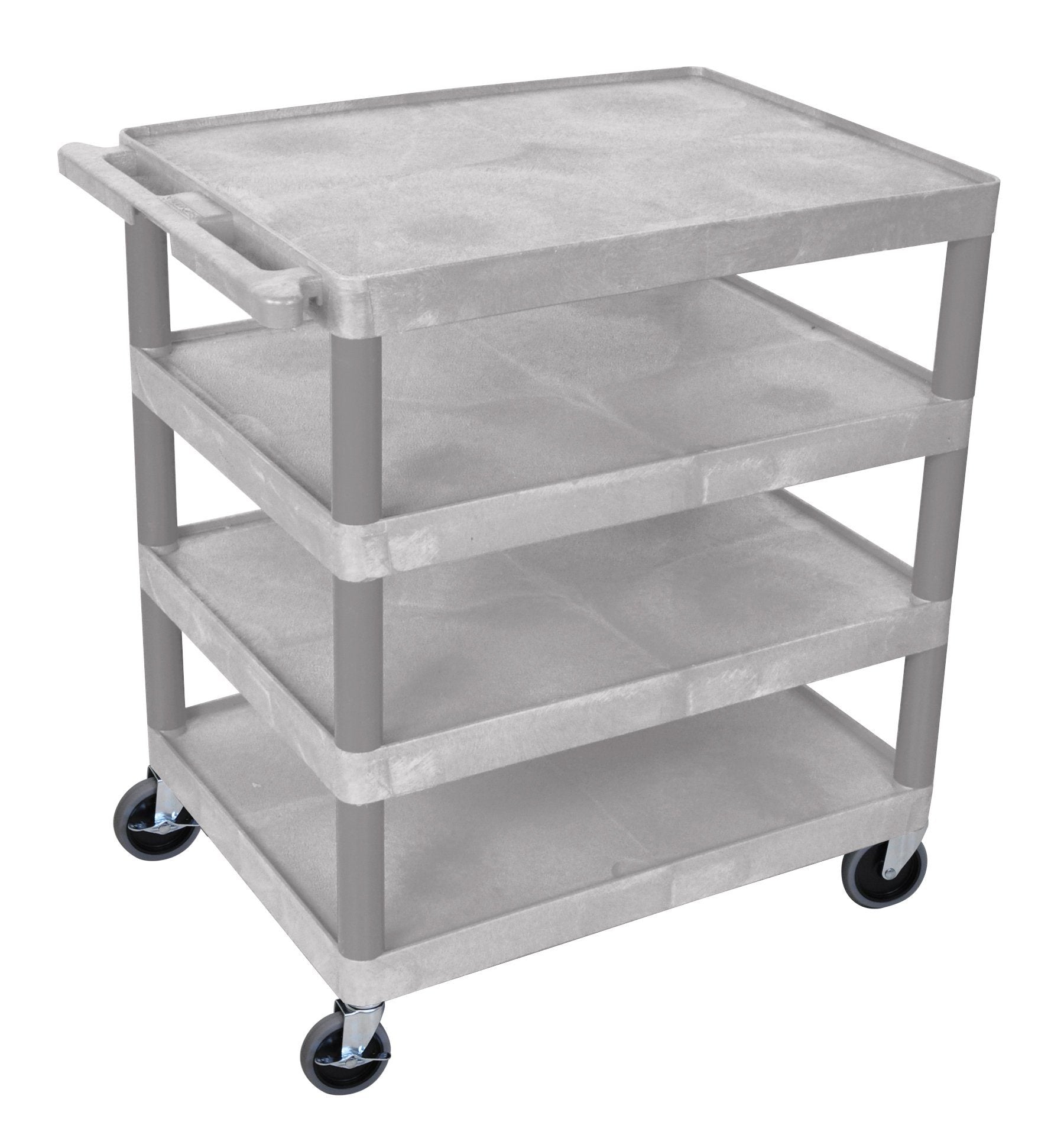 Luxor 4-Tier Gray Utility Cart with Wheels - Heavy Duty Metal Shelving Unit for Kitchen, Bathroom, Office, or Garage Storage and Organization