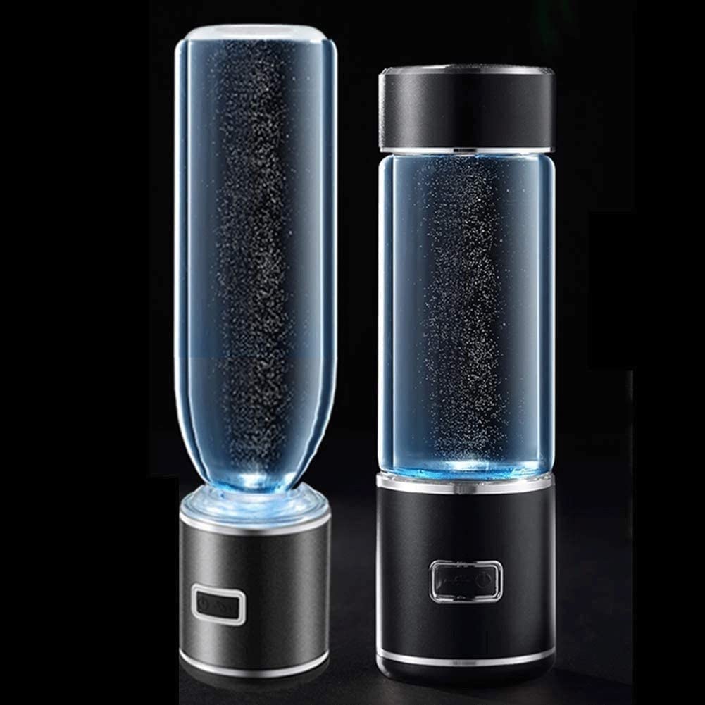 350ML Portable Hydrogen Rich Water Bottle - Rechargeable Ionized Water Generator with Antioxidant Glass for Health & Wellness | Perfect for Travel, Gym & Daily Hydration (Black)