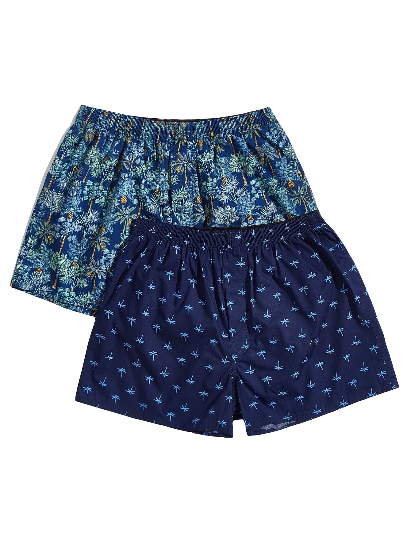 OYOANGLE Men's 2 Pack Satin Boxer Shorts - Silk Sleep Pajama Lounge Underwear for Comfort & Style - Perfect for Home, Travel & Relaxation