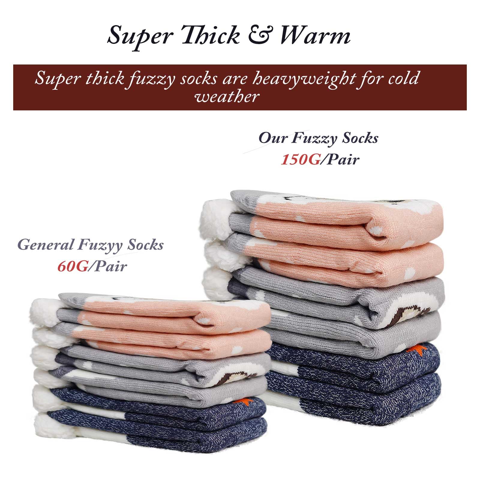 ZAKASA Non-Slip Fuzzy Socks for Women - Warm Winter Grip Slipper Socks, Soft Thick Fluffy Cozy Socks - Perfect Christmas Gift for Indoor, Outdoor & Home Wear