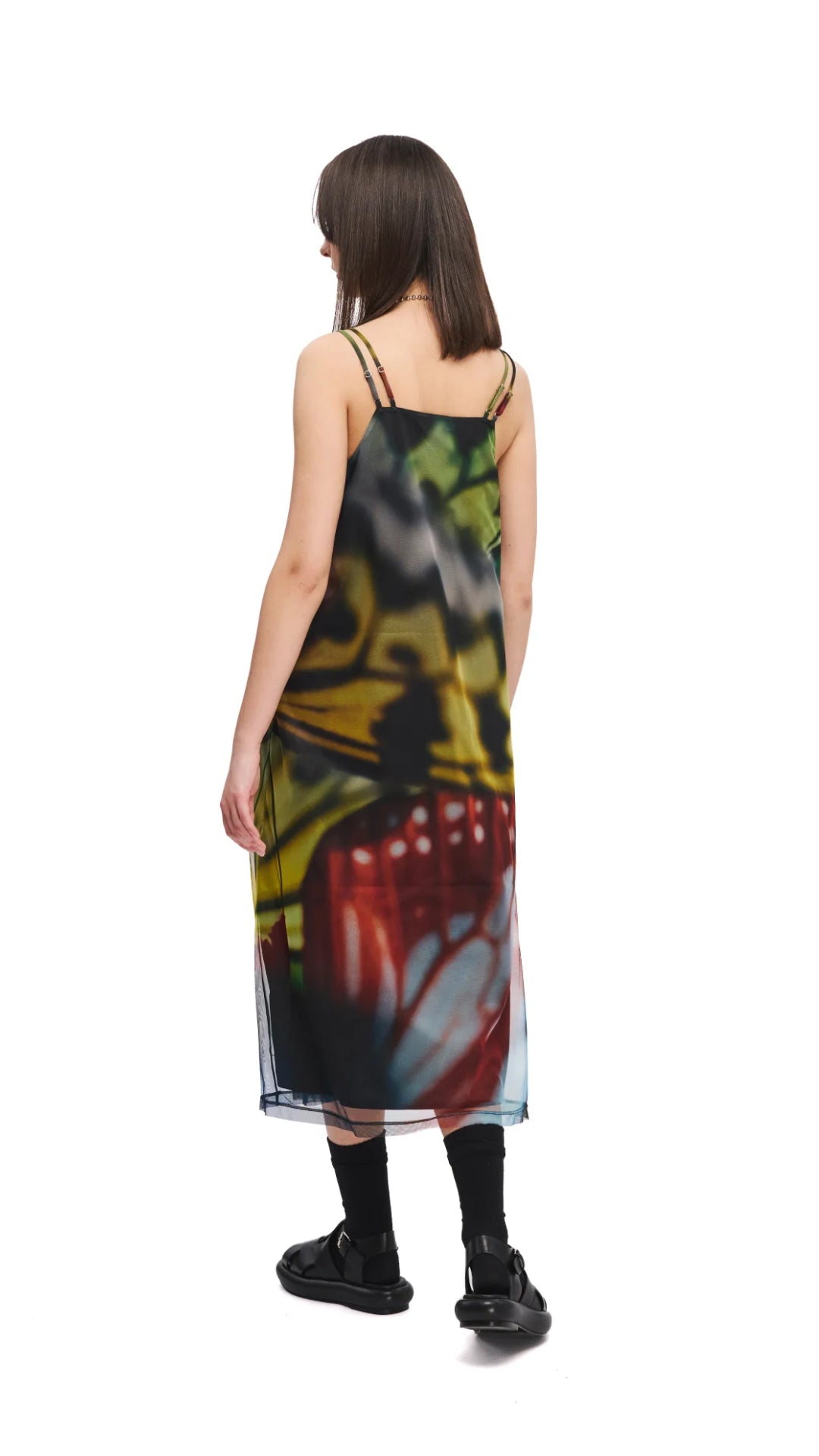 INITIAL X Mika Ninagawa Mesh Dress - Elegant Floral Print Women's Fashion Dress for Parties, Dates & Special Occasions