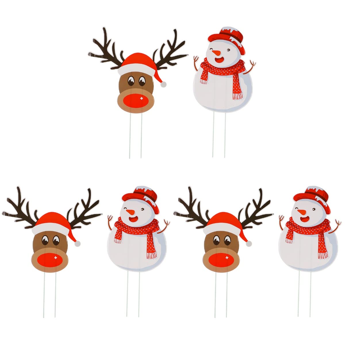 3 Sets of 2-Piece Christmas Yard Signs - White & Brown Outdoor Garden Stakes for Lawn Decorations - Holiday Home Decor, Party & Gift Ideas for Christmas Festivities