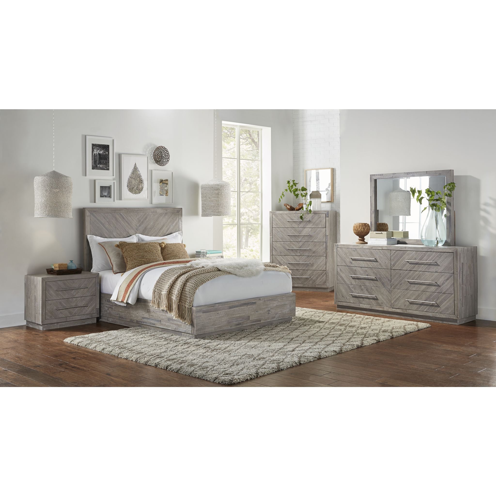 Rustic Latte Alexandra Platform Bed Frame - Solid Wood Bedroom Furniture for Modern Farmhouse & Cozy Home Decor | Perfect for Master Bedroom, Guest Room, or Airbnb