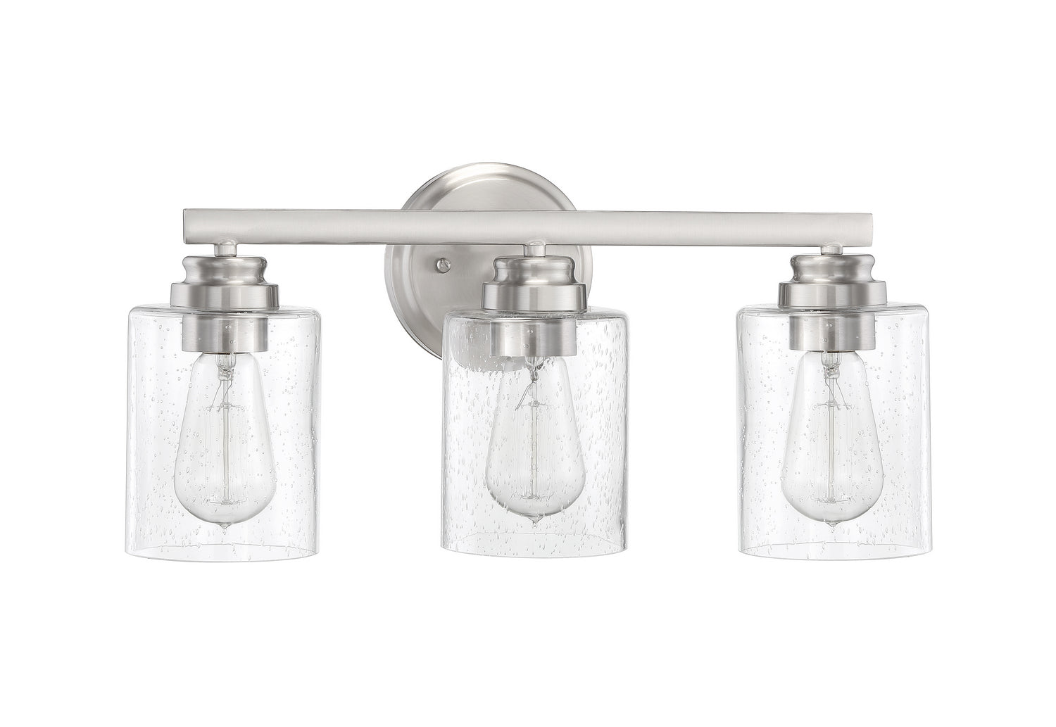 Bolden Three Light Vanity Light Fixture in Brushed Polished Nickel - Perfect for Bathroom, Dressing Room & Bedroom Makeup Area