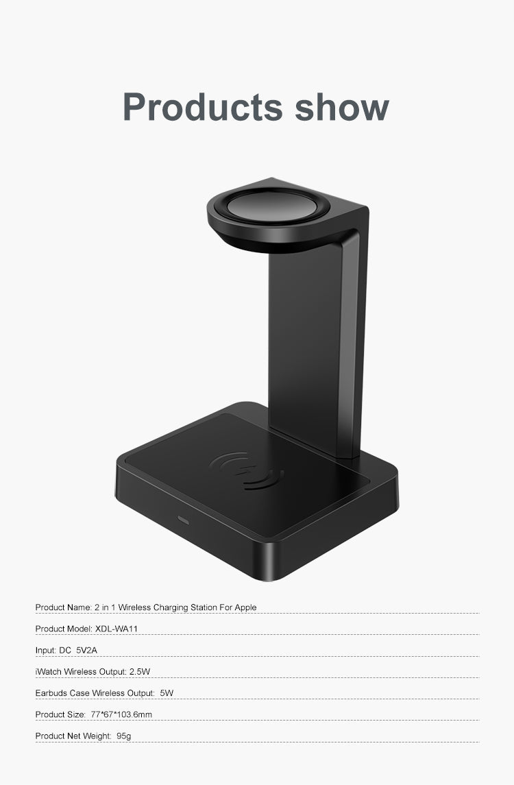 2 in 1 Apple Wireless Charger WA11 - Fast Qi-Certified Charging Stand for iPhone 14/13/12 & AirPods - Perfect for Home, Office & Nightstand Use