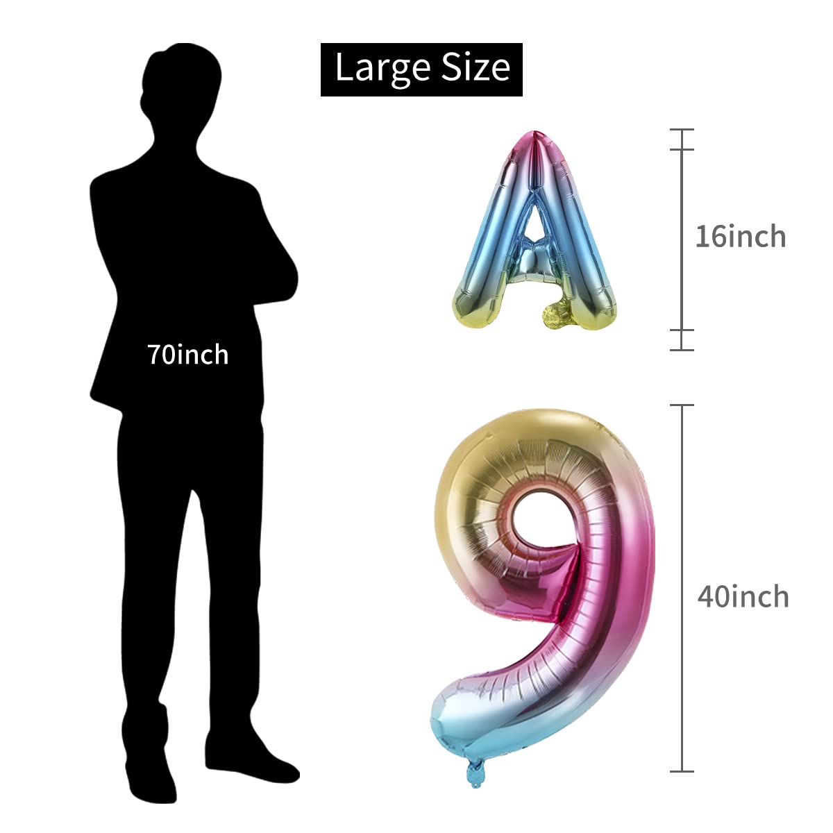40 Inch Happy Birthday Number 9 Banner Balloons - Rainbow Gradient Foil Balloons for Boys & Girls 9th Birthday Party Decorations | Perfect for Birthday Backdrops, Cake Table Decor & Photo Booth Props