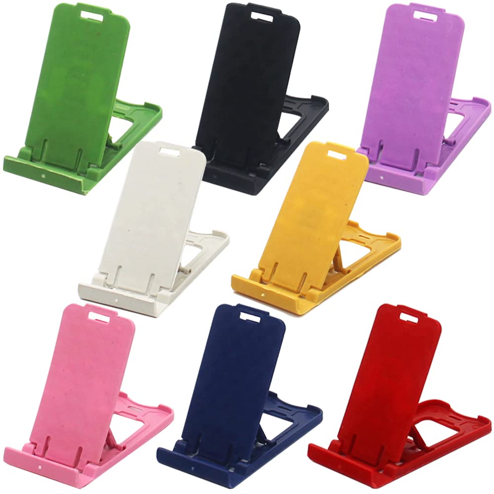 H&W 12-Pack Adjustable Foldable Phone Stand for Desk - Multi-Angle Viewing, Universal Phone Holder for iPhone & Android - Perfect for Watching Videos, Video Calls & Hands-Free Use (Mixed Colors)