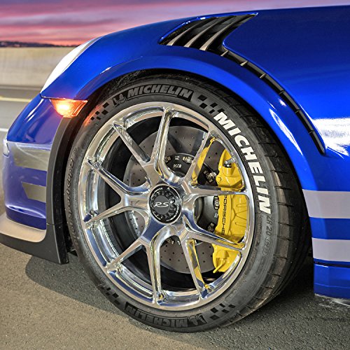 Michelin Tire Lettering Stickers - Permanent White Decals with Glue & 2oz Touch-Up Cleaner for 19-21 Inch Wheels (1.50 Inches, 4 Pack) - Perfect for Car Enthusiasts & Custom Vehicle Styling
