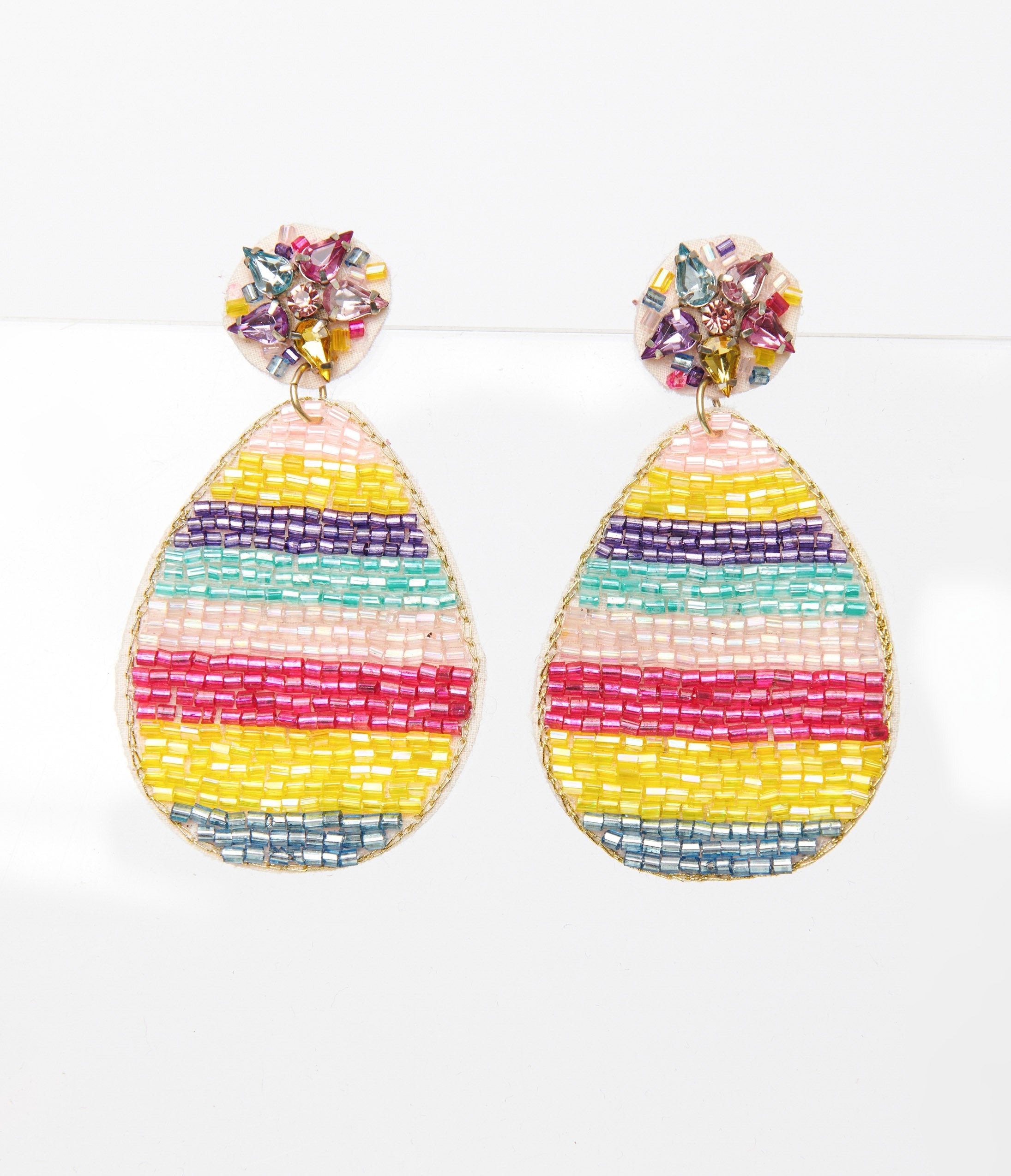 Vibrant Rainbow Egg Beaded Drop Earrings for Women - Handmade Bohemian Dangle Earrings for Party, Wedding & Festival Accessories