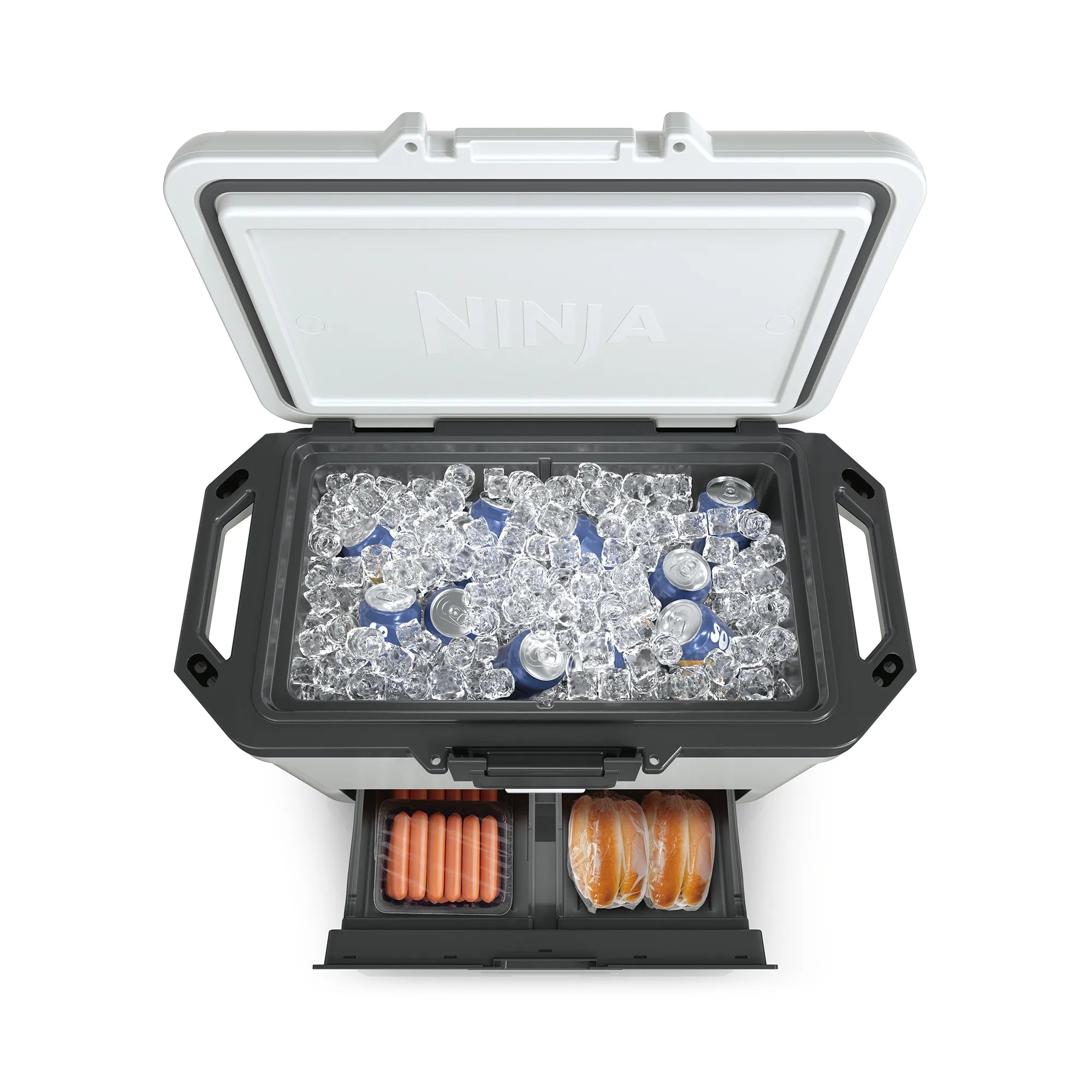 Ninja FrostVault 47L Hard Cooler with Dry Zone - Insulated Outdoor Cooler for Camping, Beach, Picnics & Tailgating - Leakproof Food Storage with Separate Dry Compartment