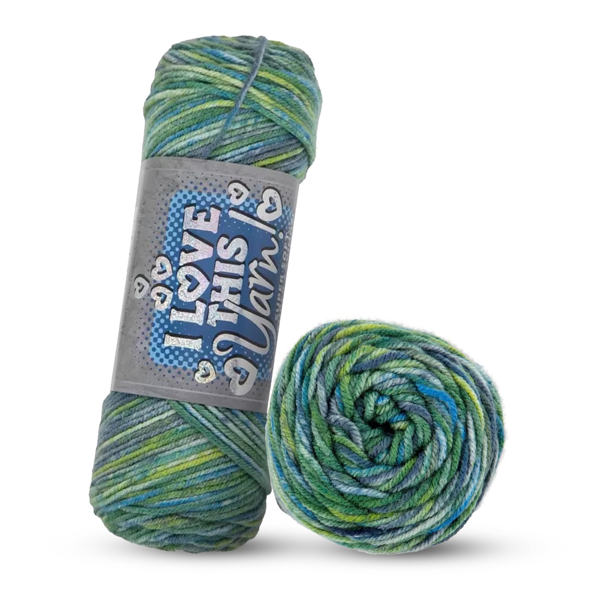 I Love This Yarn 4 - Premium Medium Weight Acrylic Yarn for Crocheting & Knitting (252 Yards) - Soft Yarn Skein for Blankets, Hats, Scarves - DIY Craft Supplies for Handmade Accessories - Blue Green - Perfect for Home Decor, Baby Clothes & Gift Making
