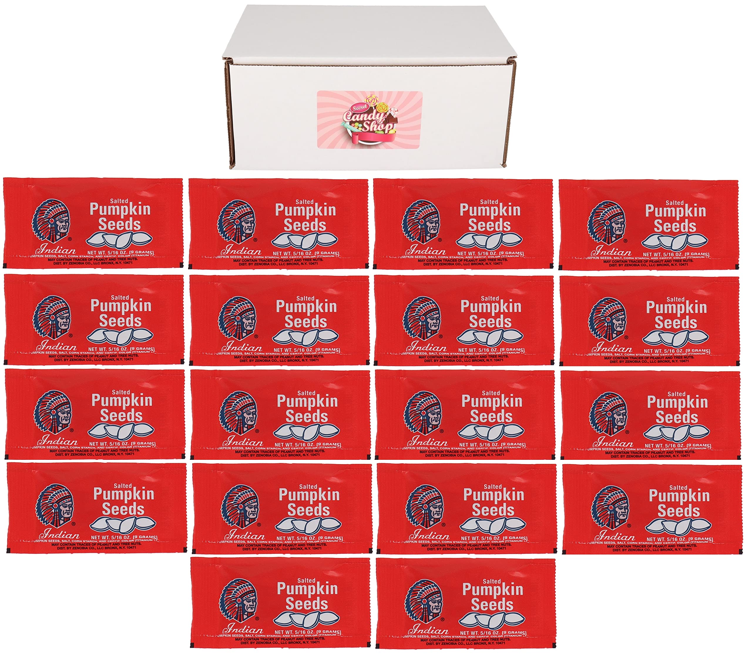 SECRET CANDY SHOP Premium Indian Salted Pumpkin Seeds - 5/16oz Bags (Pack of 18) - Healthy Snack for Office, Travel & Movie Nights