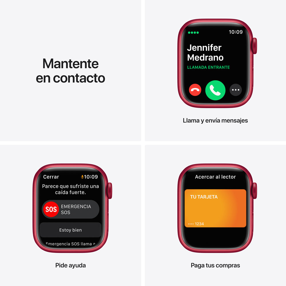 Apple Watch Series 7 45mm GPS + Cellular Aluminum Case with Red Sport Band - Perfect for Fitness Tracking, Calls & Notifications on the Go