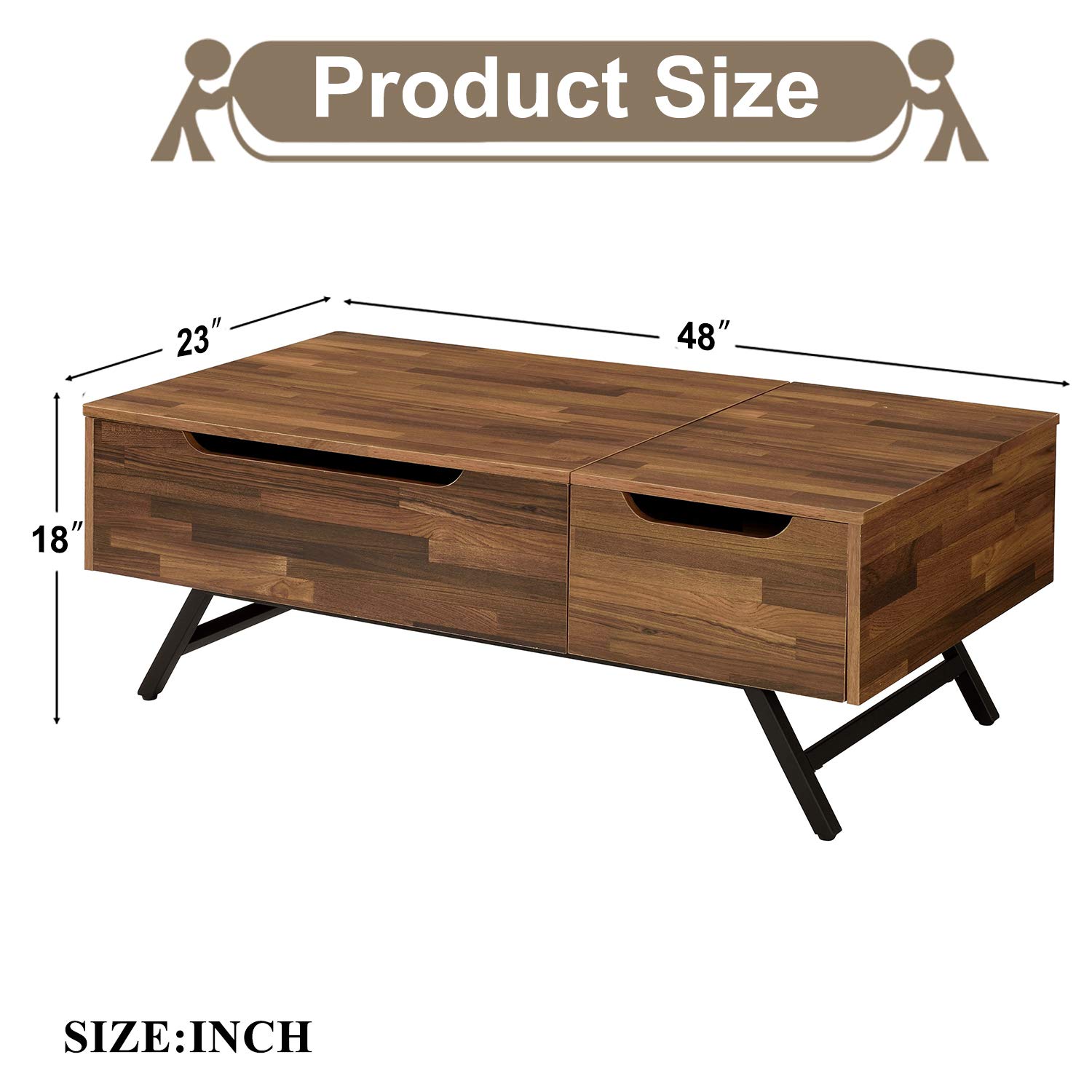Modern Lift Top Coffee Table with Hidden Storage Drawer - Solid Wood Living Room Furniture for Home, Office & Reception Areas | Perfect for Small Spaces, Entertaining & Workspace Conversion