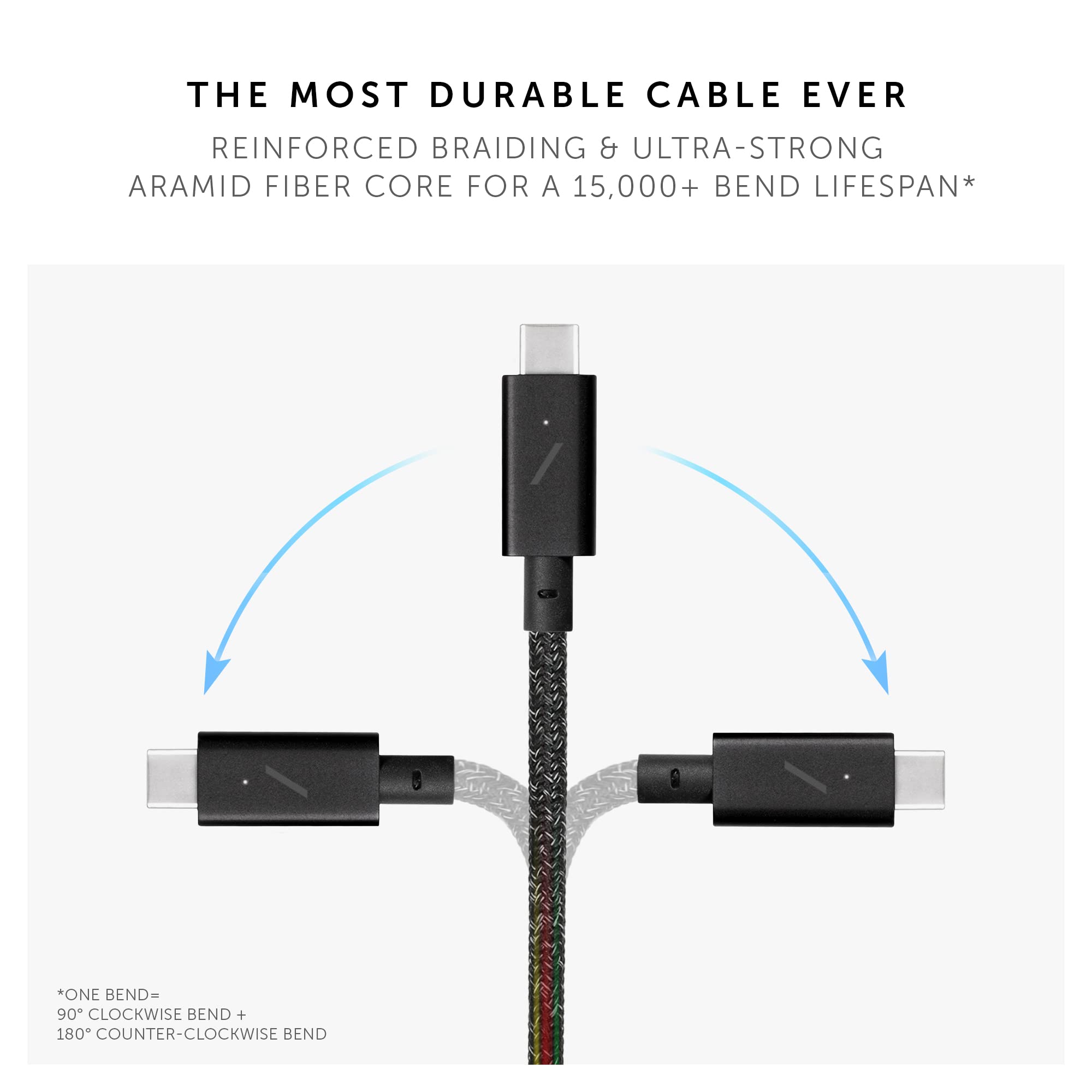 Native Union Type-C Belt Cable Pro - 240W USB-C to USB-C 8ft Ultra-Strong Charging Cable with Leather Strap | Compatible with iPhone 16, 16 Pro Max, MacBook Pro 14