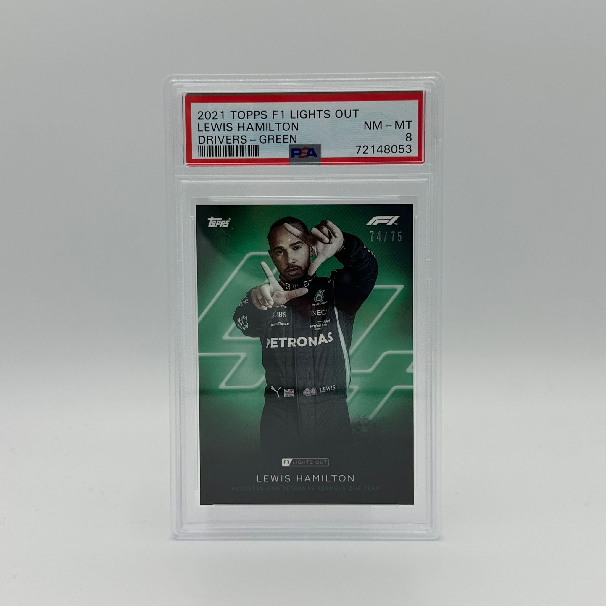 PSA 8 Graded 1974/75 Lewis Hamilton Green Parallel Racing Card - Perfect for Collectors, Sports Memorabilia Enthusiasts, and F1 Racing Fans