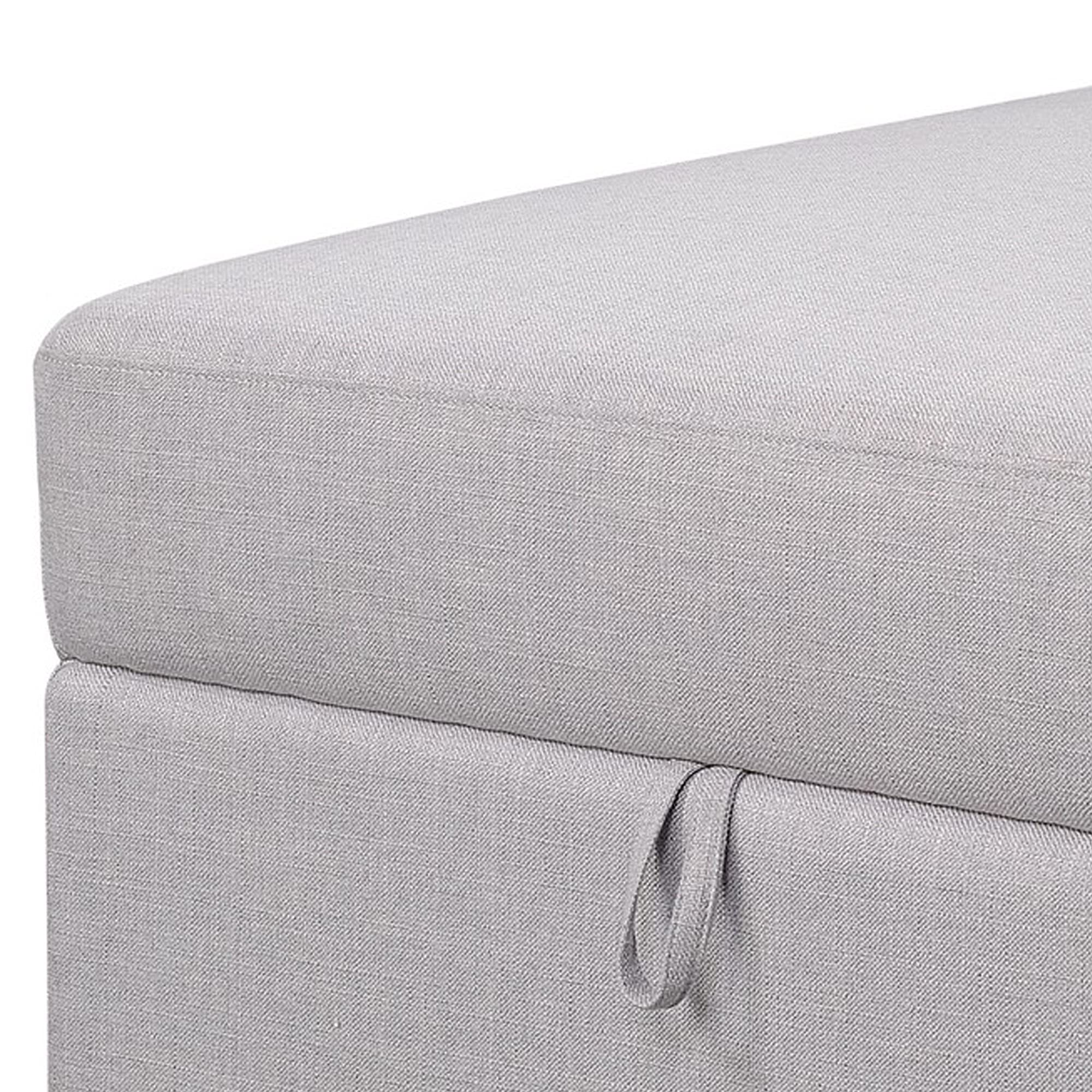 Benjara BM242077 Grey Fabric Upholstered Storage Ottoman with Tapered Legs - Perfect for Living Room, Bedroom & Home Organization