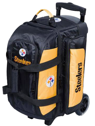 Official NFL Pittsburgh Steelers Rolling Duffle Bag - Large Capacity Double Roller Sports Travel Bag for Football Fans, Gym, Work & Weekend Trips