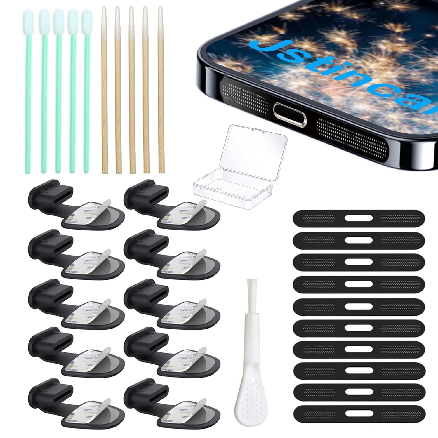 (10-Pack) USB C Dust Plugs for iPhone 16/16 Plus/16 Pro/16 Pro Max/iPhone 15 Series - Type C Charging Port Protector & Speaker Cover (Black) | Perfect for Travel, Gym & Daily Device Protection