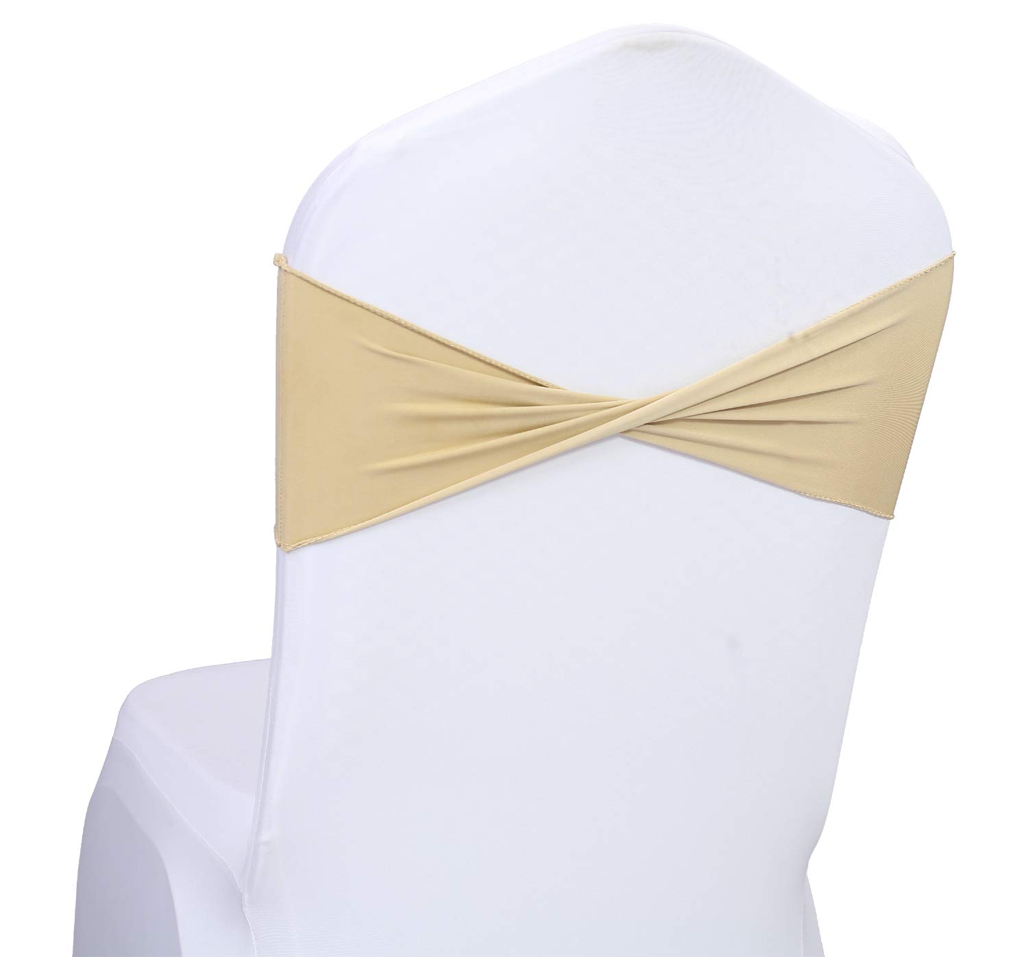 250 PCS Spandex Wedding Chair Sashes Bands - Champagne Gold Bow Tie Decorations for Wedding, Party & Event Decor | Elegant Table Setting & Venue Decoration