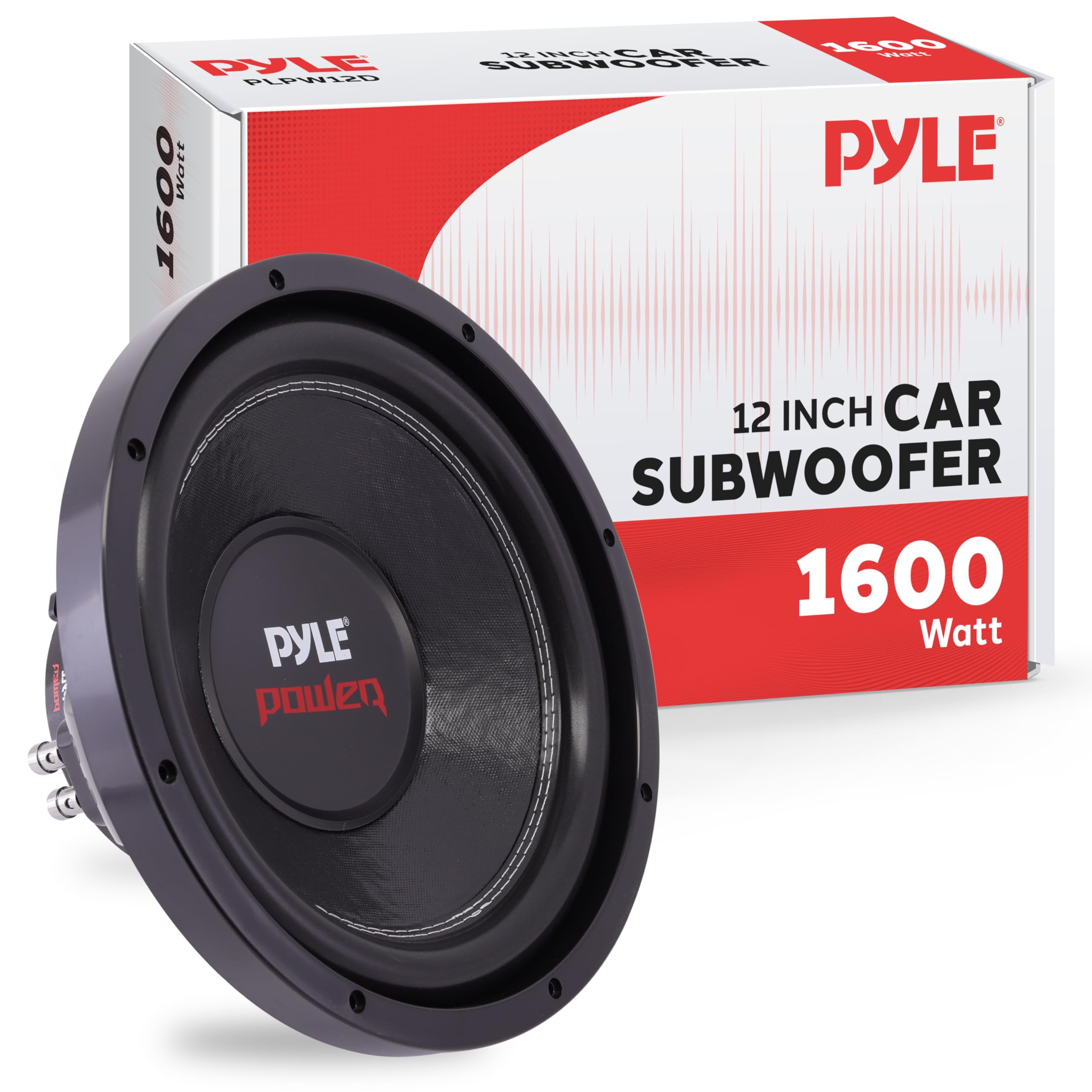 Pyle PLPW12D 12-Inch 1600W High Power Car Audio Subwoofer - Non-Press Paper Cone, 90dB Sensitivity, 40 Ohm Impedance, 60oz Magnet, 2