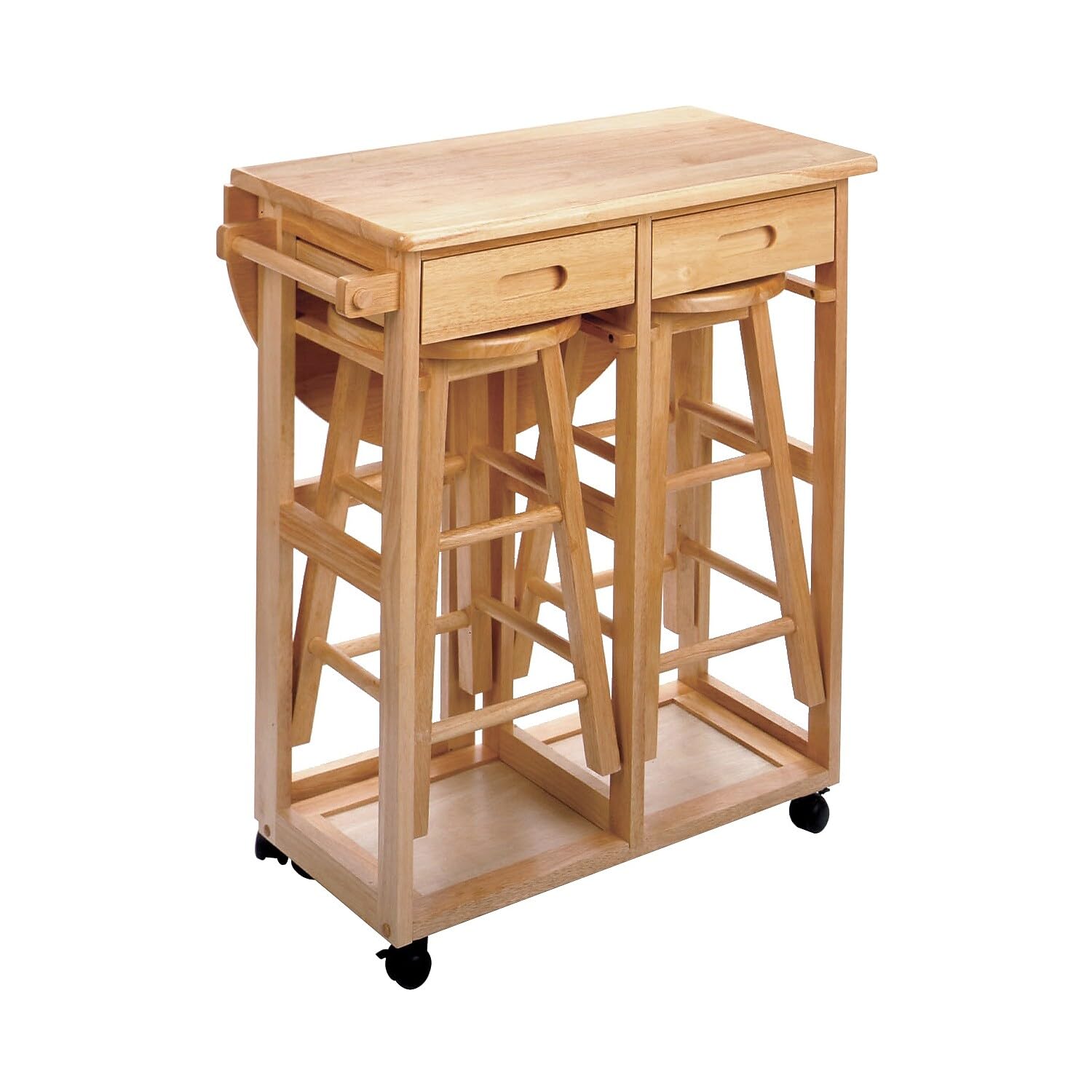 Winsome Trading 89332 Round Natural Wood Kitchen Island with Storage - Perfect for Small Spaces, Breakfast Bars & Farmhouse Style Kitchens