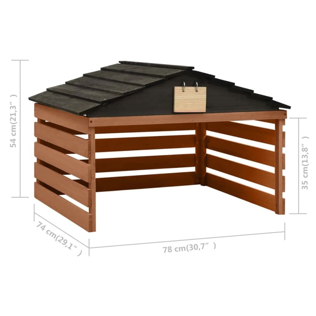 SKM Robotic Lawn Mower Garage - 30.7x29.1x21.3 Inch Firwood Storage Shed (Black & Brown) | Weatherproof Protection for Robotic Mowers | Perfect for Backyard, Garden & Outdoor Storage