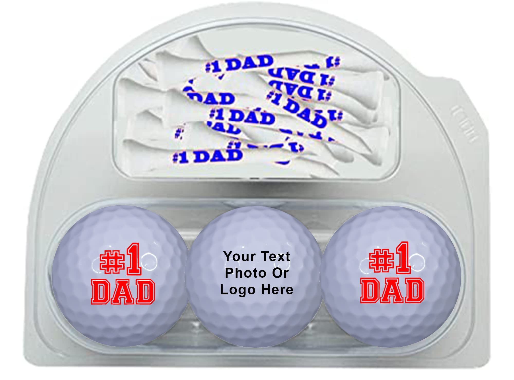 #1 Dad Personalized Golf Ball Gift Set - 3 Custom Golf Balls & 20 Tees - Perfect Father's Day, Birthday & Retirement Gifts for Golf Lovers