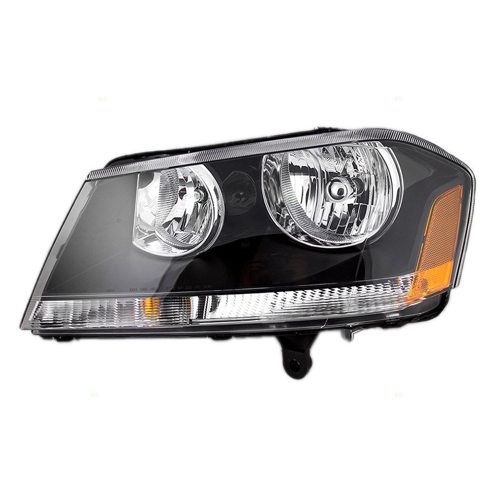 Replacement Driver Side Headlight Assembly with Black Bezel for 2008-2013 Dodge Avenger - 5303745AD - Perfect for Night Driving & Vehicle Restoration