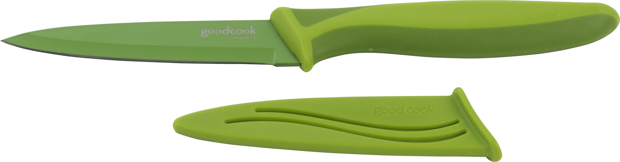 Goodcook 4-inch Nonstick Paring Knife - Sharp Green Kitchen Knife for Peeling, Slicing & Cutting Fruits Vegetables - Perfect for Home Cooking, Camping & Food Prep