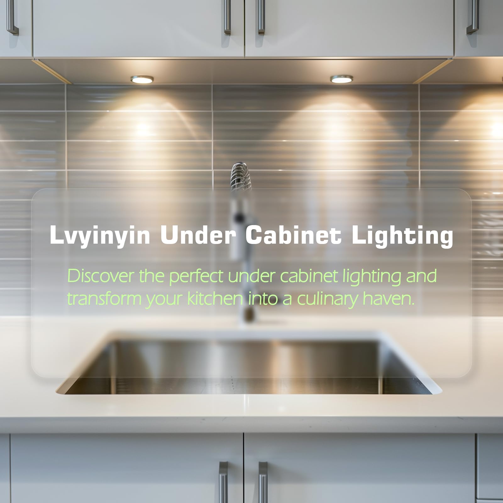 Under Counter LED Light Kit - Daisy Chain Linkable Under Cabinet Puck Lights with Touch Dimmer, 0.3