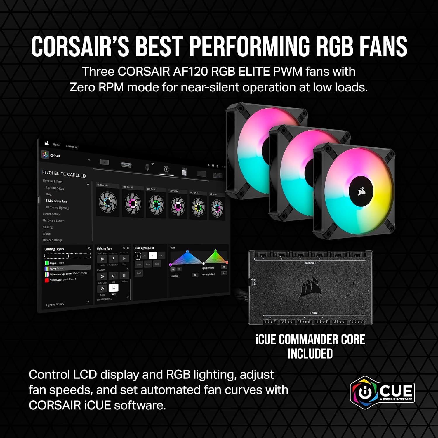 Corsair iCUE H150i Elite LCD XT 360mm RGB Liquid CPU Cooler with IPS LCD Screen & 3 AF120 RGB Fans - Compatible with Intel LGA 1700 & AMD AM5 Sockets - Includes iCUE Commander CORE (Renewed) - Perfect for Gaming PCs, Workstations, and High-Performance Cooling Systems