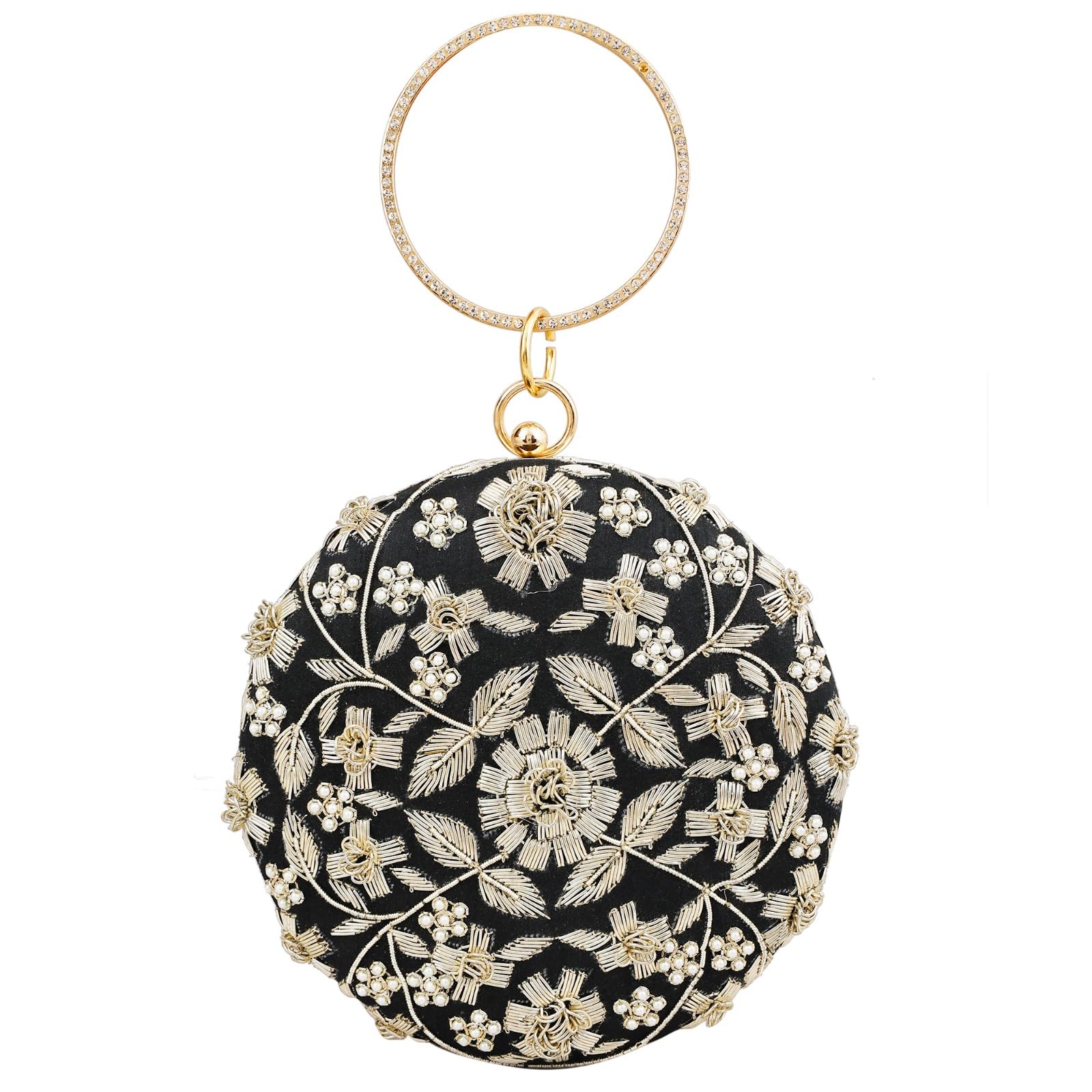 Hand-Embroidered Women's Clutch Purse - Elegant Crossbody Bag with Detachable Chain Strap | Fashionable Shoulder Bag & Wallet for Ladies | Perfect for Evening Parties, Weddings & Daily Use