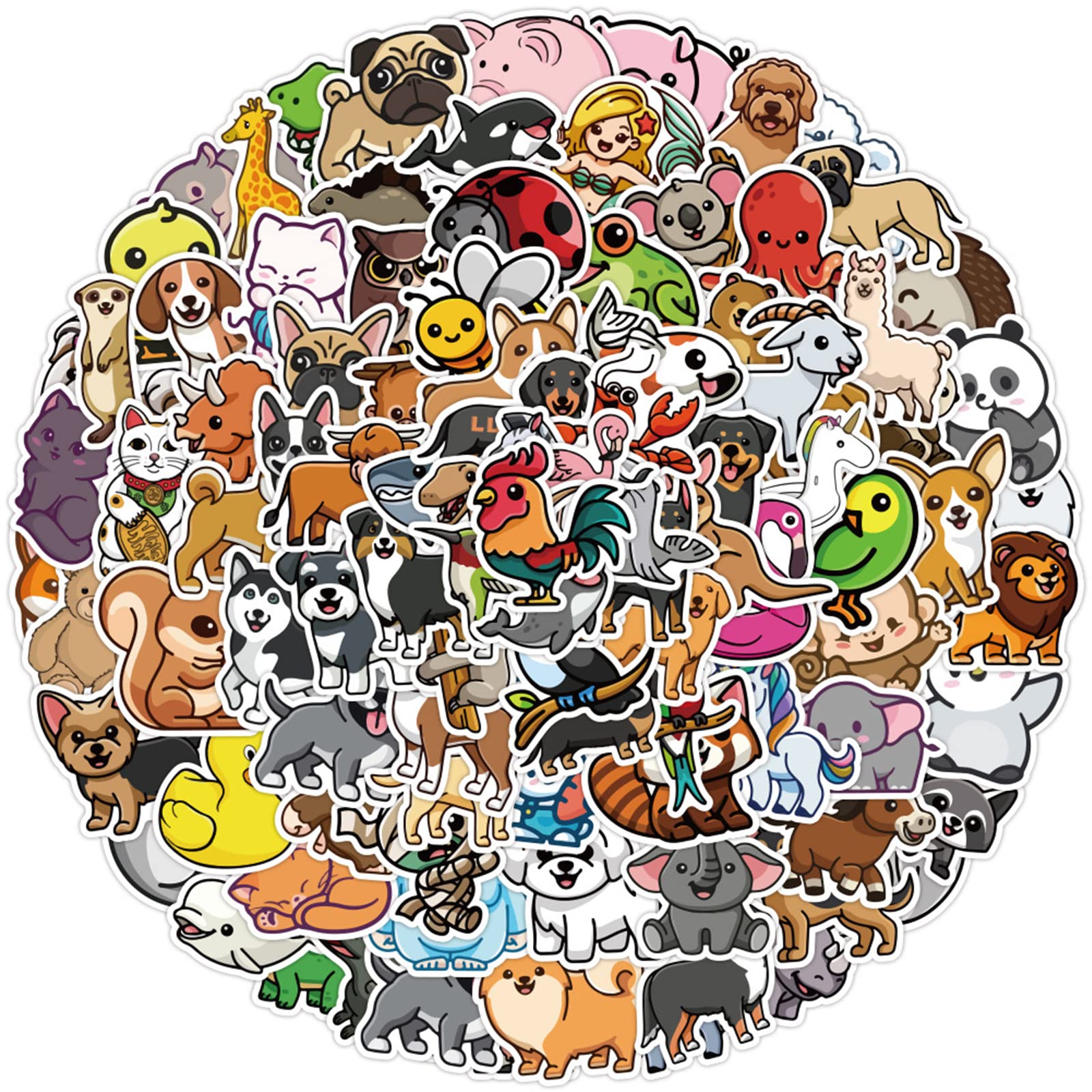 100Pcs Cute Animal Stickers for Kids - Waterproof Vinyl Decals for Water Bottles, Laptops, Phones, Luggage & Skateboards - Fun School Supplies & DIY Craft Decorations