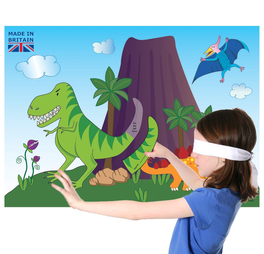 Lello & Monkey Pin the Tail on The Dinosaur Game - Fun Kids Birthday Party Activity for Boys & Girls - Perfect for Indoor Games, Classroom Activities and Family Gatherings
