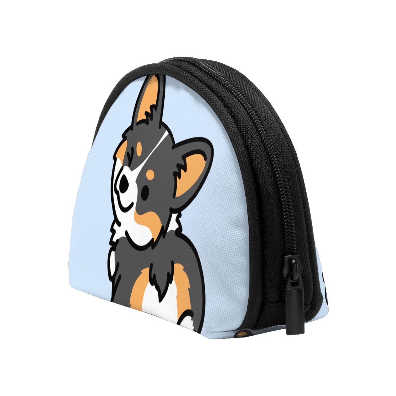 Neoprene Coin Purse - Waterproof Zippered Change Pouch for Passport, Cards & Cash | Lightweight Travel Wallet for Gym, Hiking & Daily Use | Cute Corgi Dog Design | Washable & Durable