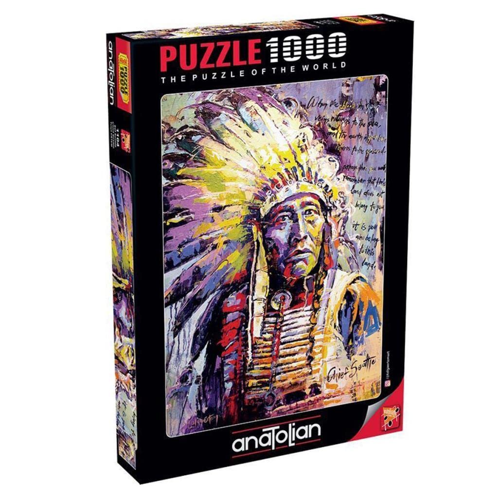 1000 Piece Jigsaw Puzzle - Chief Seattle Native American Artwork | Anatolian Puzzle #1104 | Perfect for Family Game Night & Home Decor