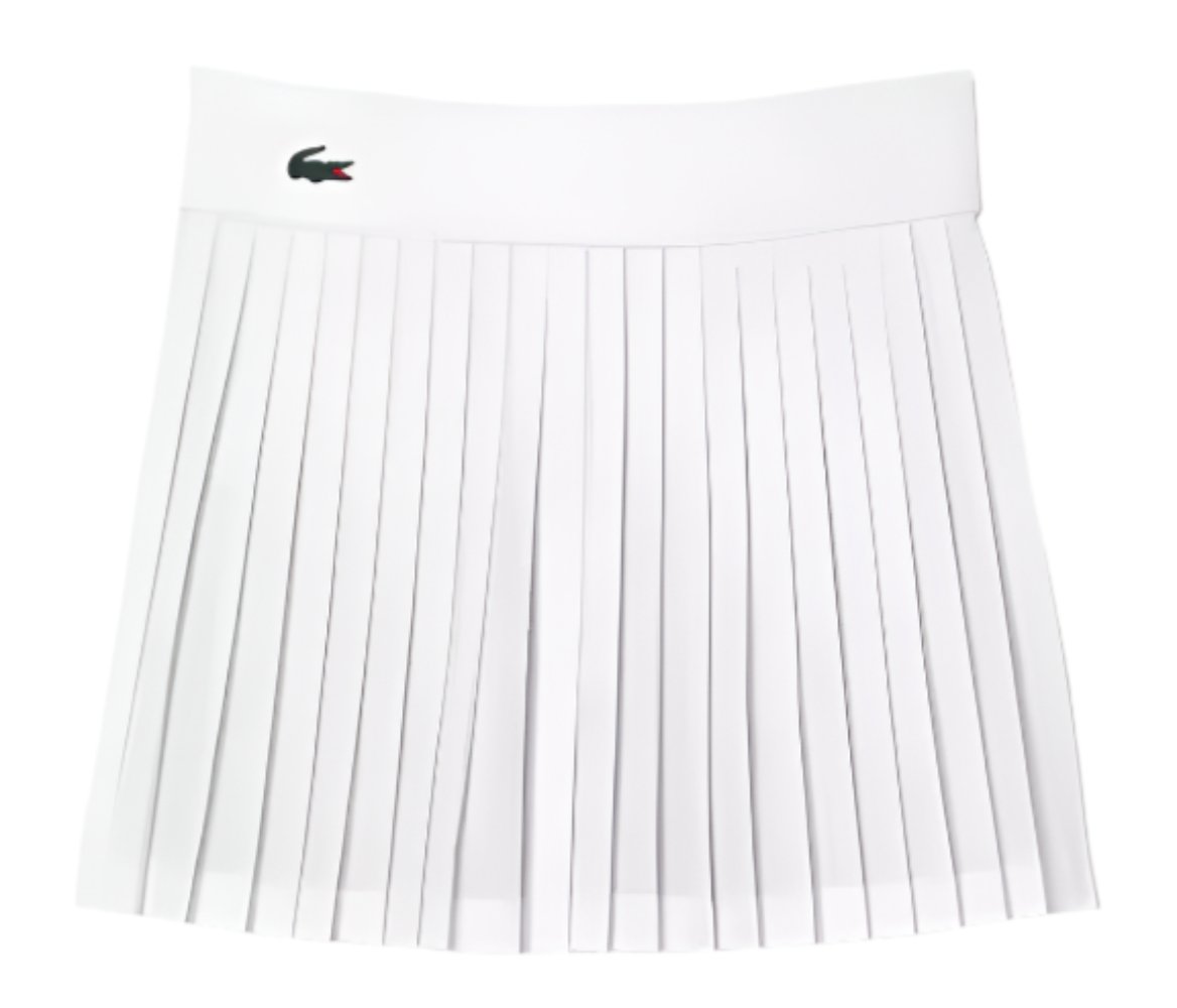 Lacoste Women's Ultra Dry Skirt - White & Green | Quick-Dry Tennis Skirt for Women | Perfect for Golf, Tennis & Summer Outdoor Activities