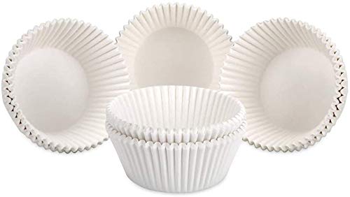 Bakefy 100-Pack White Baking Cups - Premium Paper Liners for Muffins, Cupcakes & Chocolates | Reusable Cake Bakeware for Home Kitchen & Party Baking Supplies | Perfect for Birthday, Wedding & Holiday Desserts