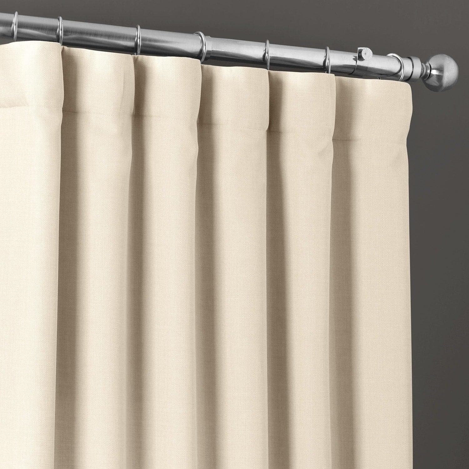 Premium Parchment Cream Italian Faux Linen Blackout Curtains - Elegant Room Darkening Window Treatment for Bedroom & Living Room