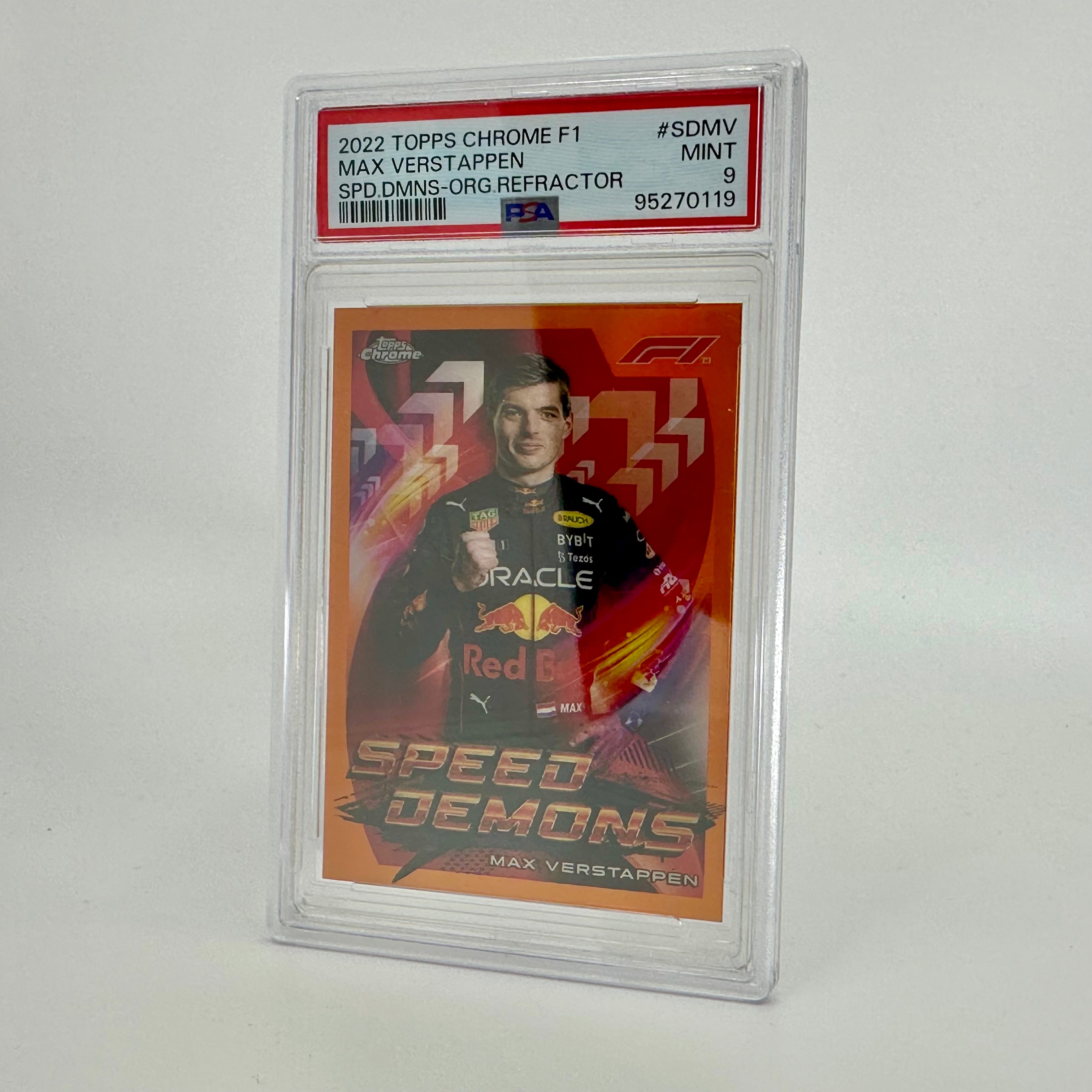 PSA 9 Graded 16/25 Max Verstappen #SDMV Speed Demons Orange Refractor - Rare Racing Collectible for Display & Investment