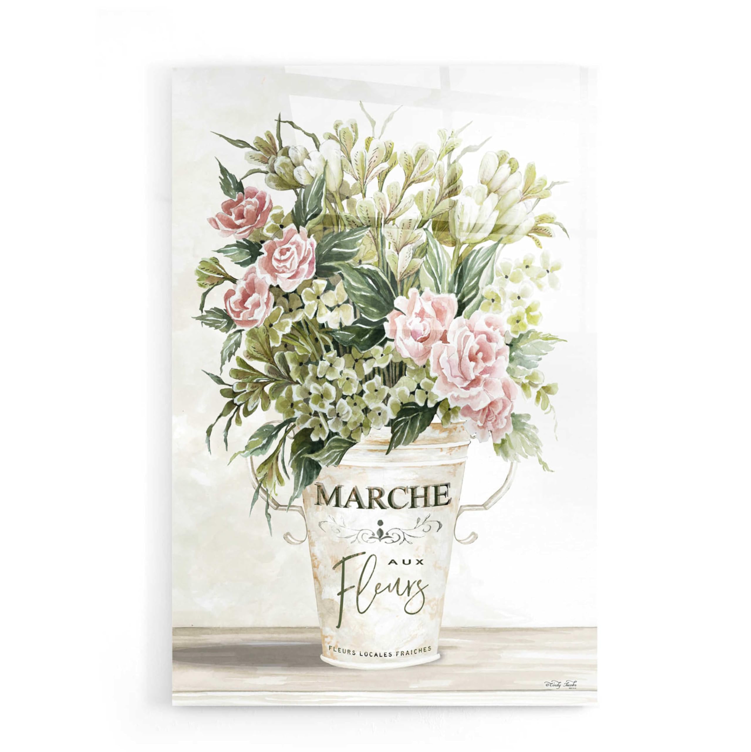 Spring Peonies I by Cindy Jacobs - 16x24 Inch Acrylic Glass Wall Art Painting, Floral Home Decor for Living Room, Bedroom & Office