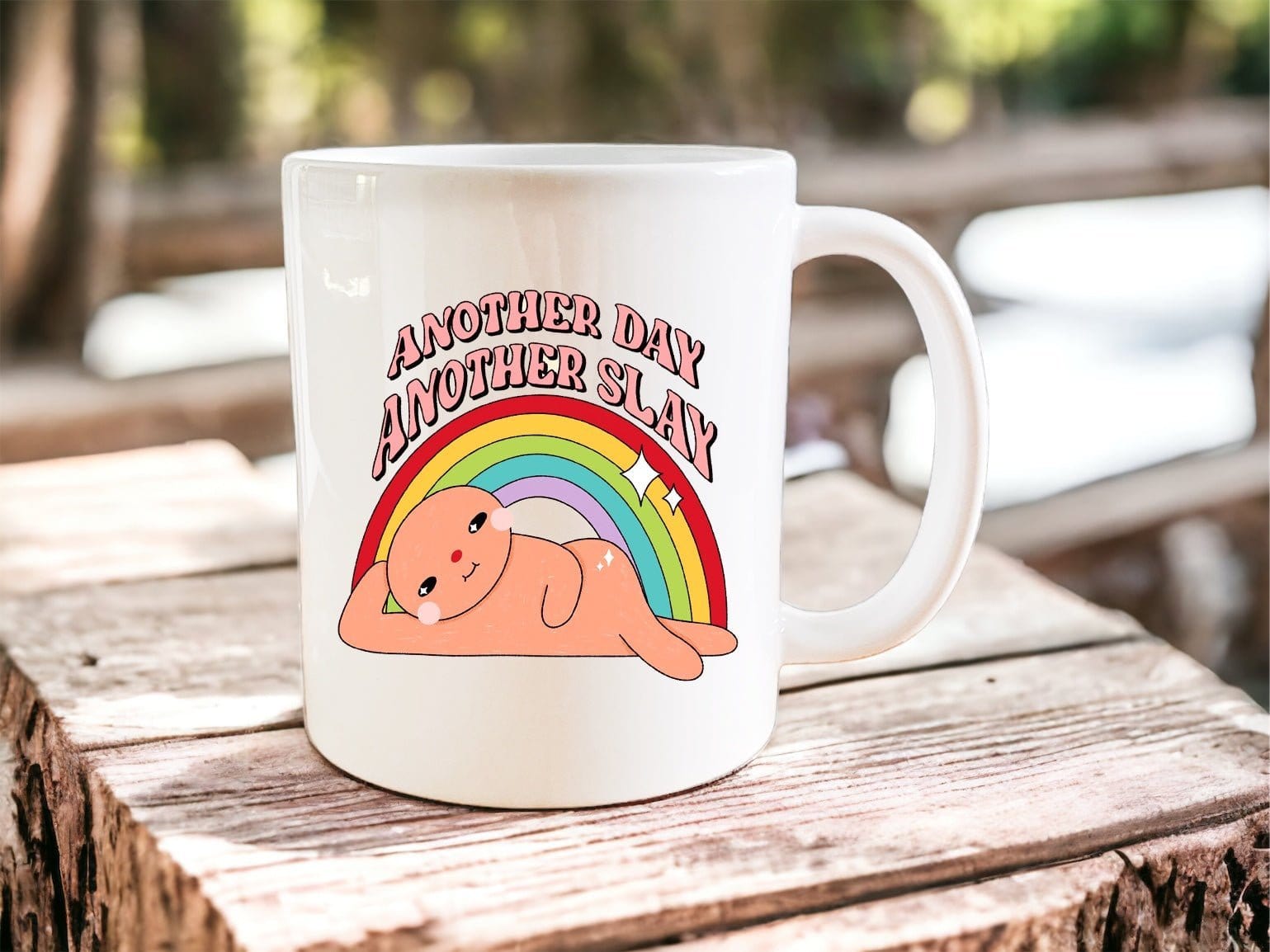 Another Day Another Slay Rainbow Mug - Colorful Ceramic Coffee Cup for Women & Men - Perfect for Home, Office & Gifts