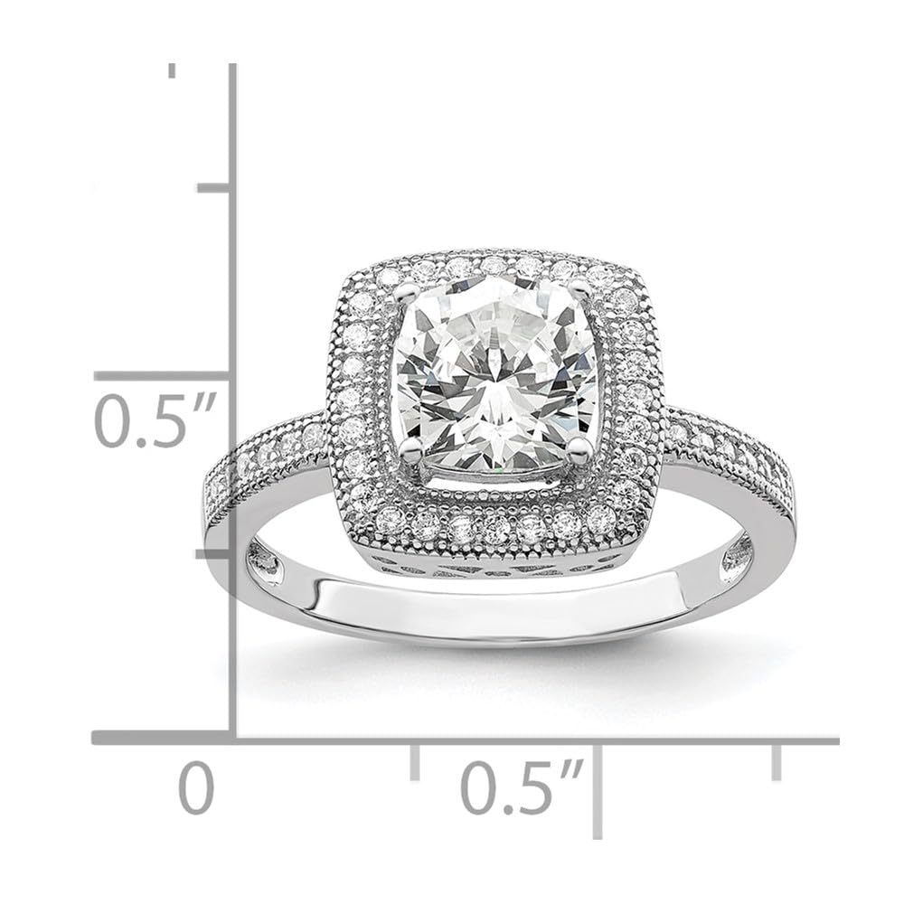 925 Sterling Silver Cubic Zirconia Ring for Women - Elegant Embers Design Fine Jewelry, Perfect Gift for Her (Birthday, Anniversary, Valentine's Day)
