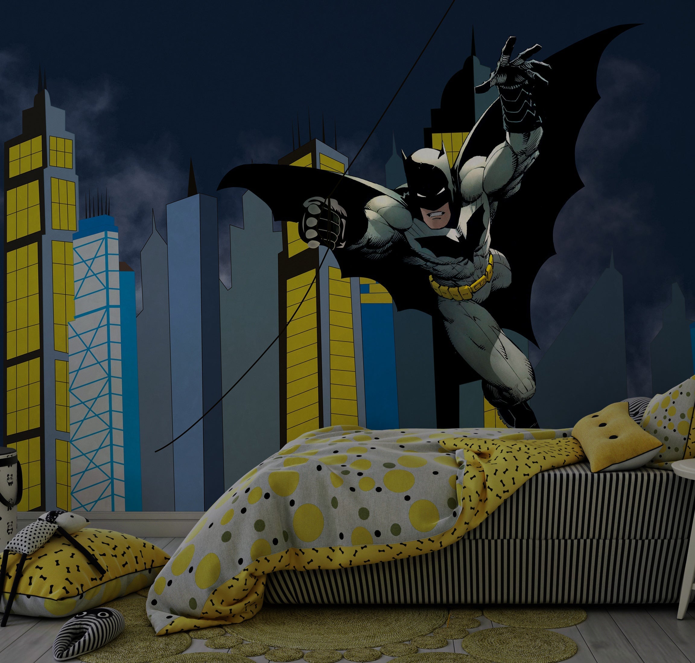 Batman Adventure Begins Kids Nursery Wallpaper Mural - Superhero Themed Boys Room Decor for Bedroom & Playroom
